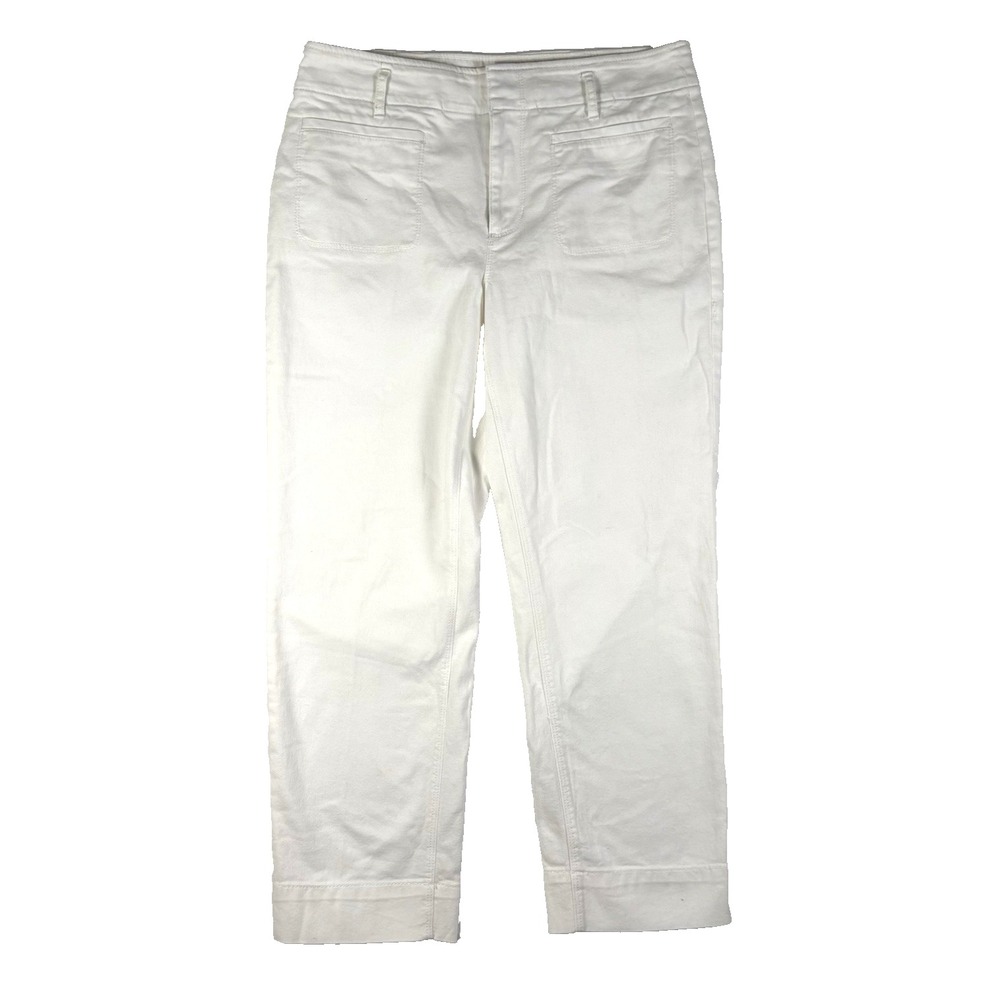 Loft Wide Leg Crop Jeans Women's Size 6 White Denim Cotton Blend NWT